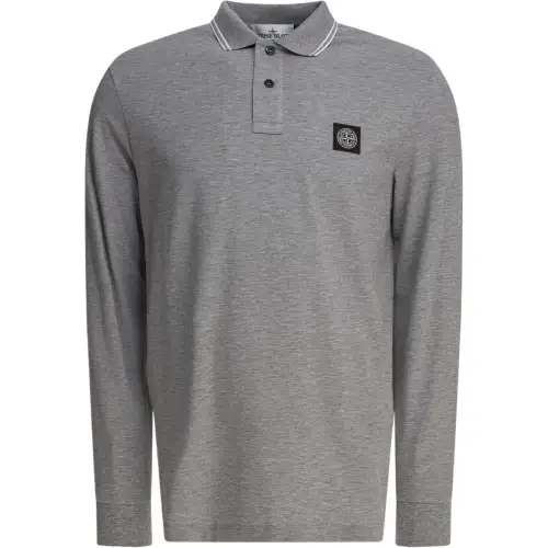 STONE ISLAND Polo Shirts Men's Gray Polo Collar Moderate