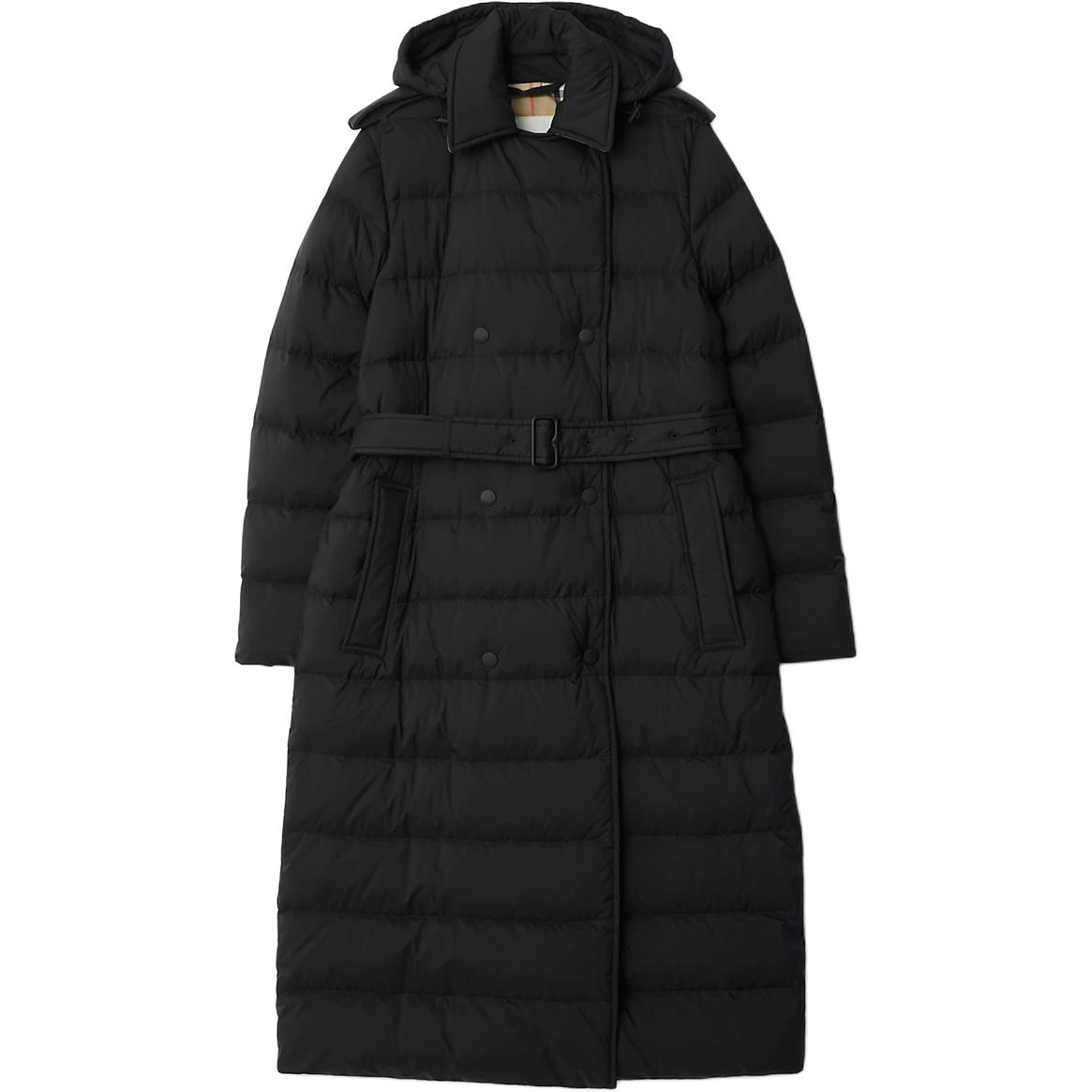 Burberry Belted Waist Hooded Padded Trench Coat
