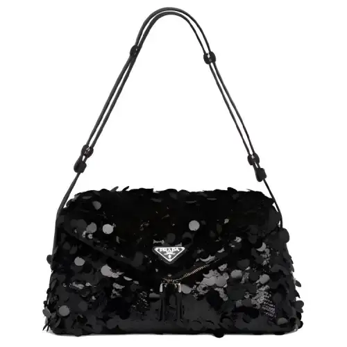 PRADA Leather Shoulder Bag Women's Black