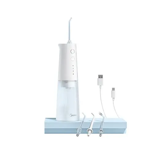Midea Dental Irrigator Portable Home Electric Oral Cleansing Small White Bottle Couple Model Teeth Cleaning Device Glacier White MC-BJ0301