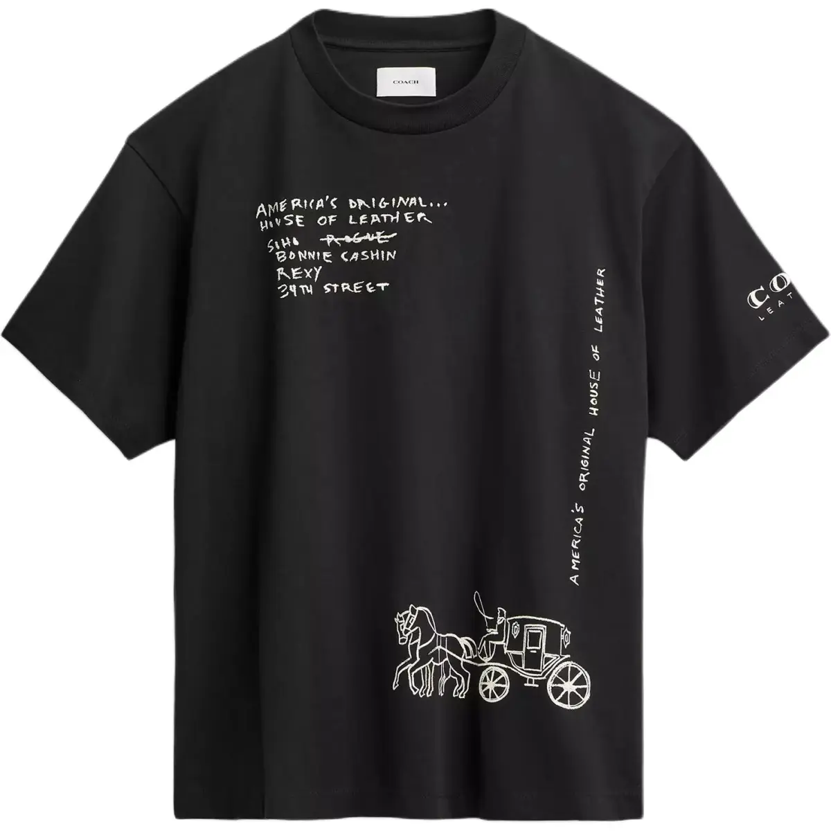COACH T-Shirts Unisex Black Crew Neck Moderate