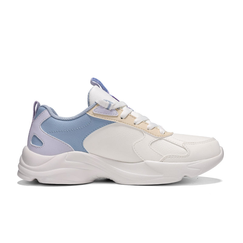 XTEP Synthetic Leather Cushioning, Wear Resistant Low top Casual Running Shoes Women’s Sail White Beige Dusty Blue