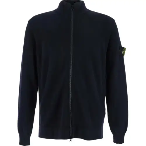 STONE ISLAND Logo Patch Zip Up Cardigan