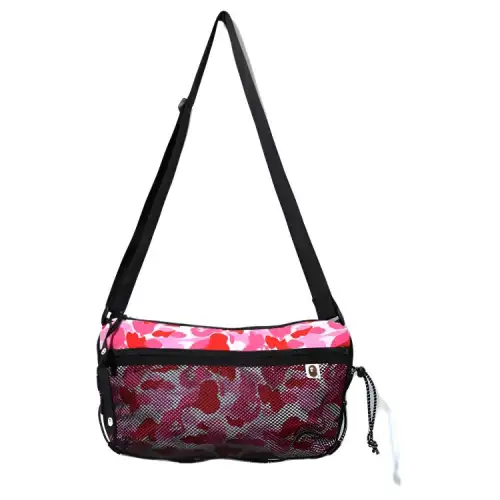 A BATHING APE Signature Mesh Crossbody Bags Medium Unisex Pink