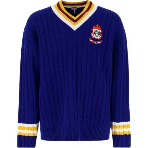 LOEWE Sweaters Men's Blue V Neck Moderate Other