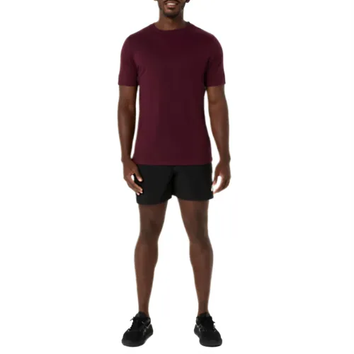 ASICS PR T Shirts Men's Dark Red Brown Crew Neck