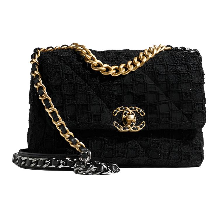 CHANEL 19Bag Twill Soft Nappa Crossbody Bags Small Women's Black