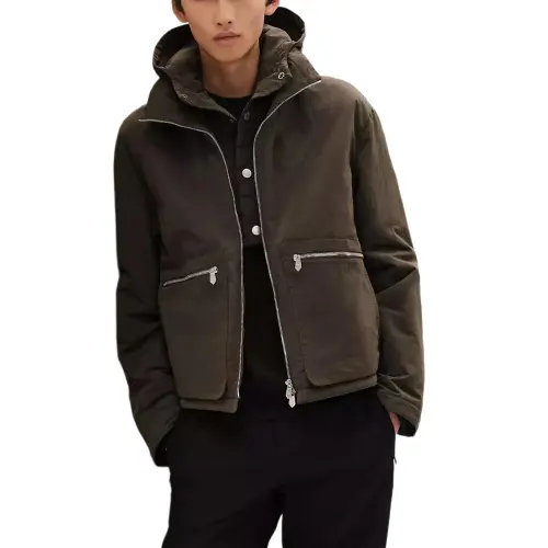 HERMES Jackets Men's Coffee Detachable Hood Moderate Other