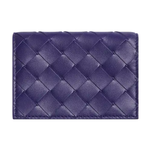 Bottega Veneta Calfskin Card Holder, Wallet Men's Purple/Light Yellow