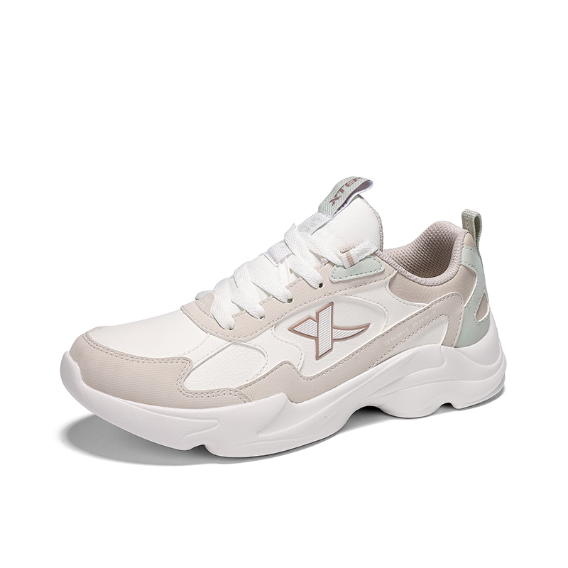 XTEP Cushioning, Wear Resistant Low top Casual Running Shoes Women’s Sail White Skin Gray Creamy Green