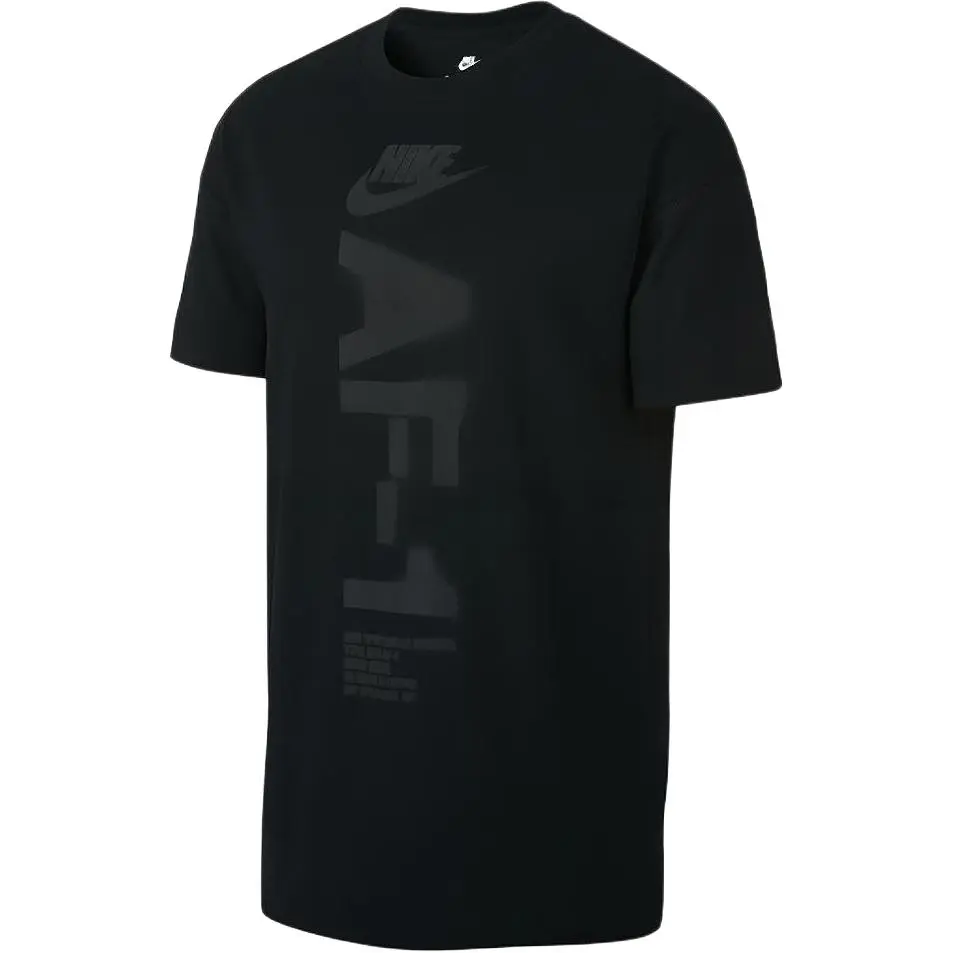 Nike T-Shirts Men's Black Crew Neck Moderate Straight Fit