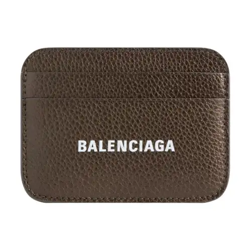 Balenciaga Grain Calfskin Card Holder Women's Brown/White