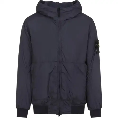 STONE ISLAND Logo Patch Zip Up Hooded Jacket