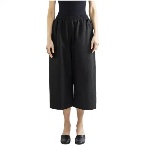 Balenciaga Casual Pants Women's Black Moderate Wide Leg Pants