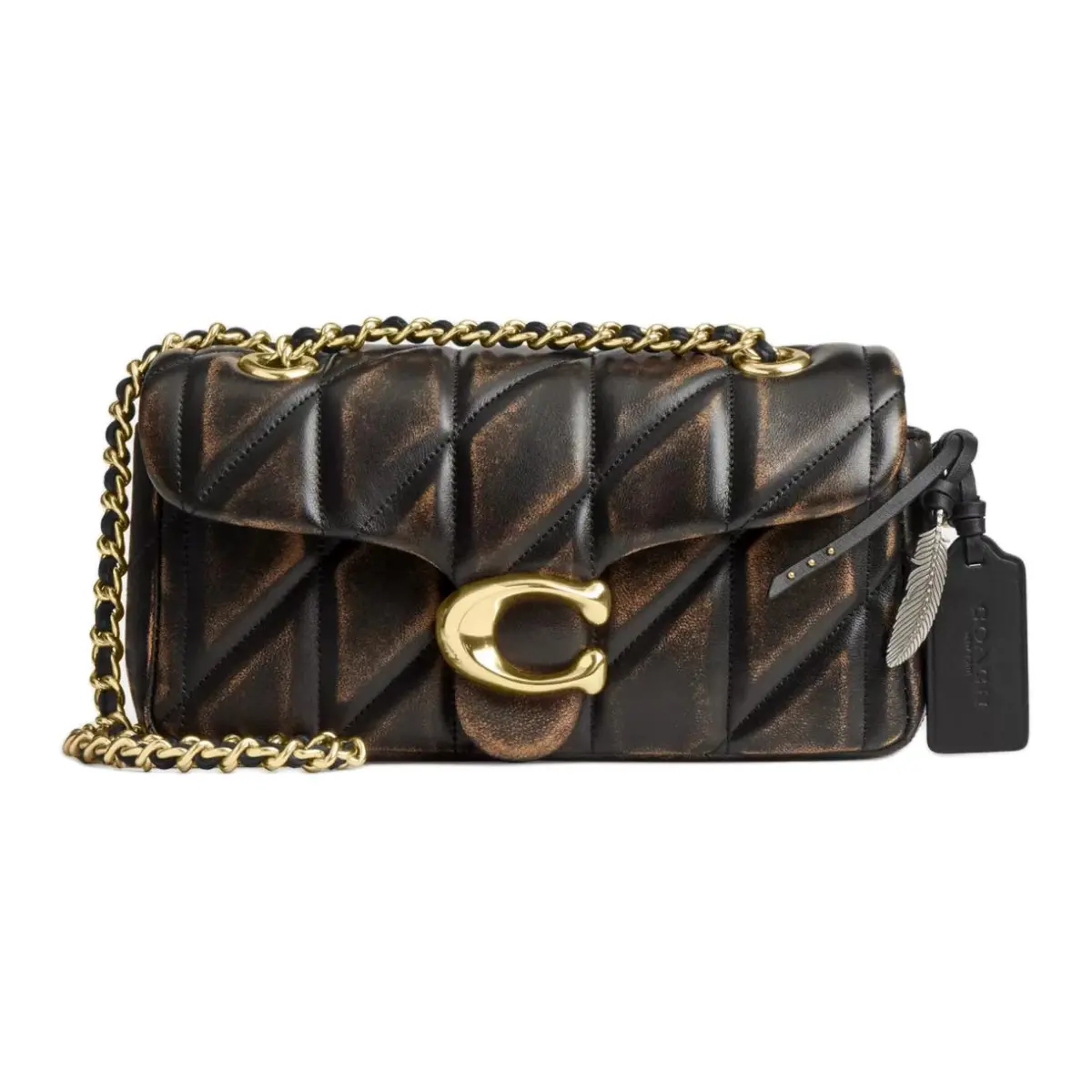 COACH Tabby Sheepskin Crossbody Bag, Shoulder Bag Small Women's Black Brown