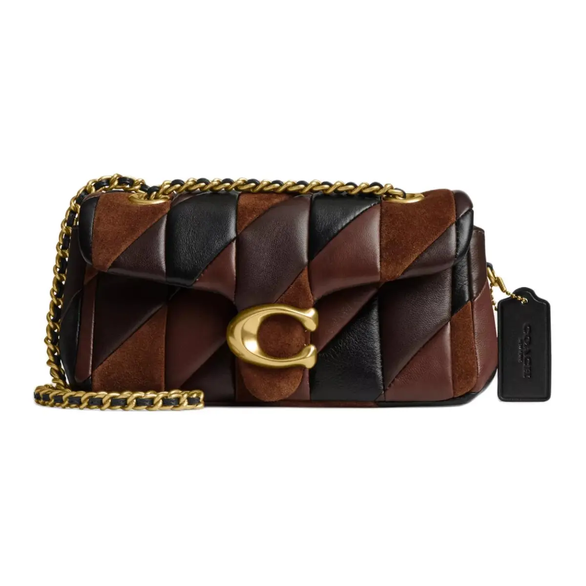 COACH Tabby Sheepskin With Cow Leather Crossbody Bag, Shoulder Bag Small Women's Maple Dark Brown