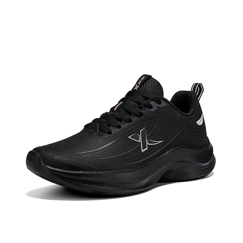 XTEP Synthetic Leather Cushioning, Wear Resistant Low top Casual Running Shoes Women’s Black