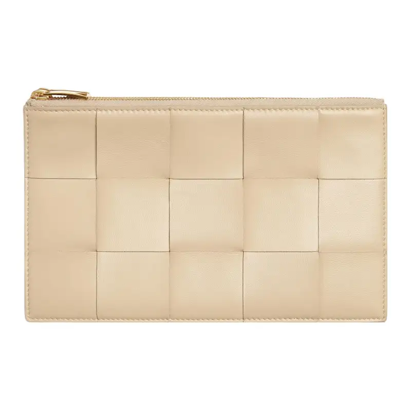 Bottega Veneta Sheepskin With Cow Leather Clutch Women's Oat