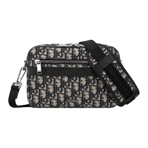 DIOR Printed Fabric With Cow Leather Detail Crossbody Bags Men's Beige/Black