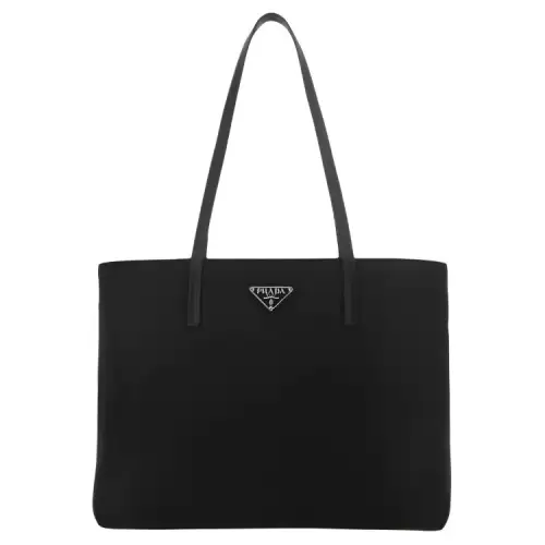 PRADA Polyamide Leather Shopping Bag Handbag Women's Black