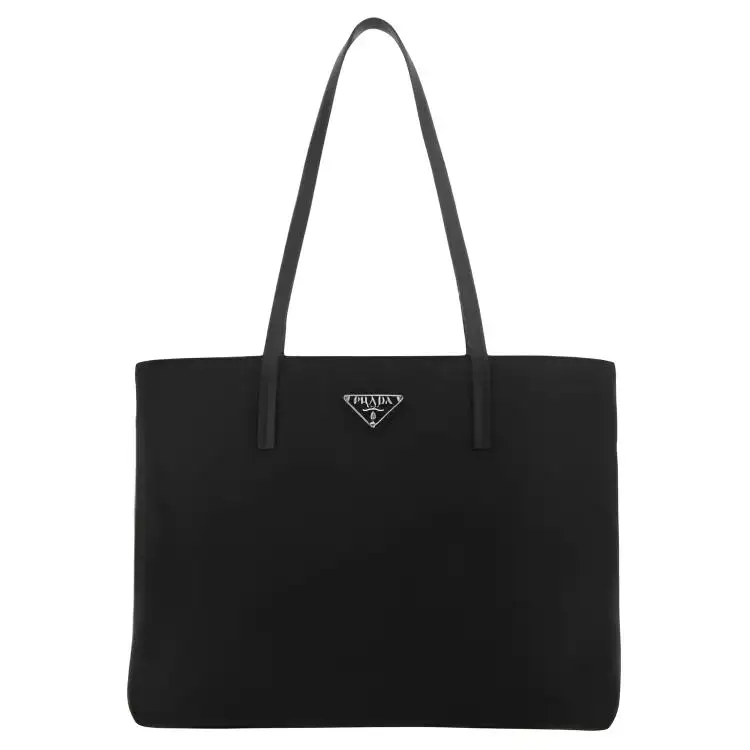 PRADA Polyamide Leather Shopping Bag Handbag Women's Black