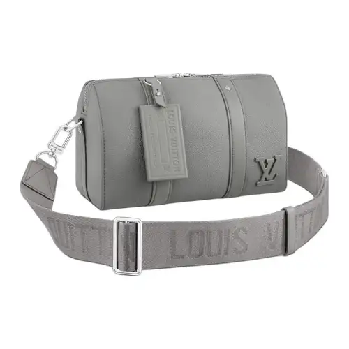 LOUIS VUITTON Aerogram Leather Shoulder Bag, Crossbody Bag Unisex Gray