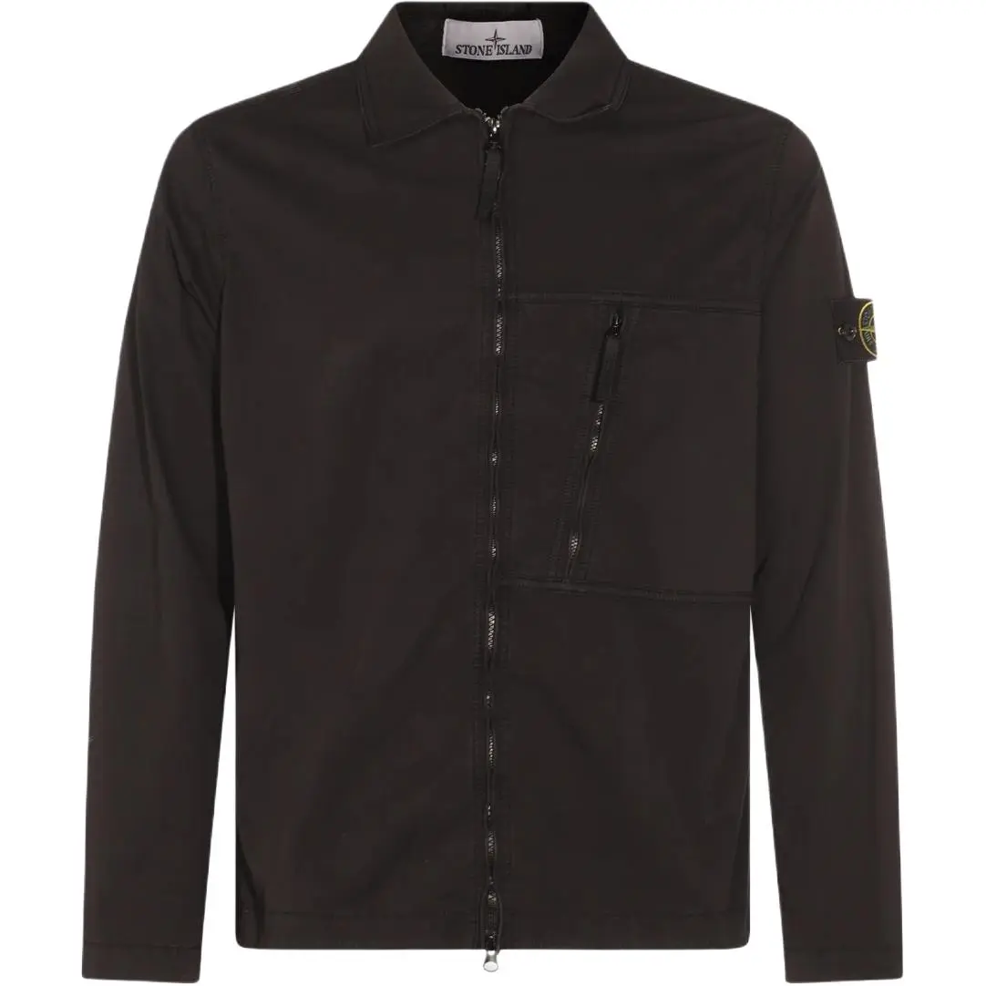 STONE ISLAND Compass Patch Zip Up Shirt Jacket