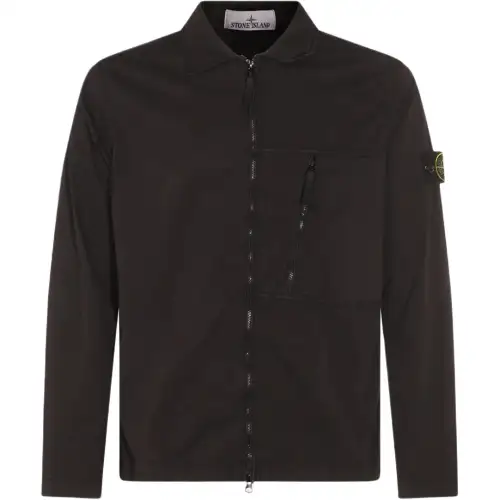 STONE ISLAND Compass Patch Zip Up Shirt Jacket