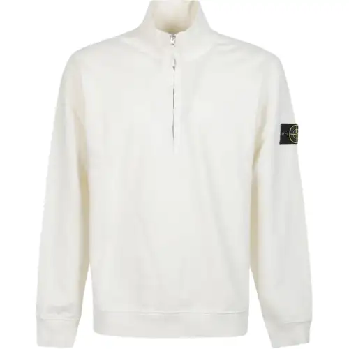 STONE ISLAND Logo Patch Half Zipped Sweatshirt