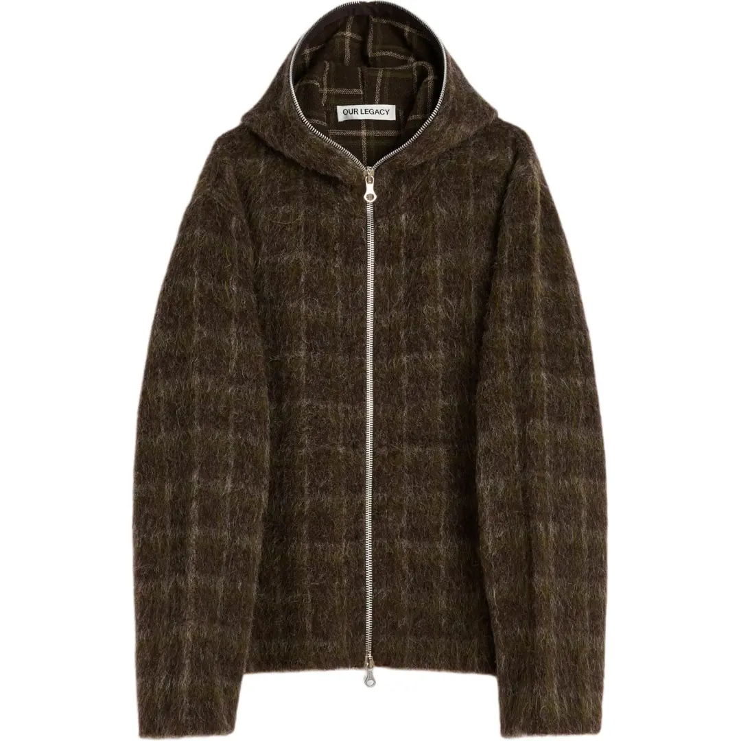 Our Legacy check-pattern wool zip-up hoodie