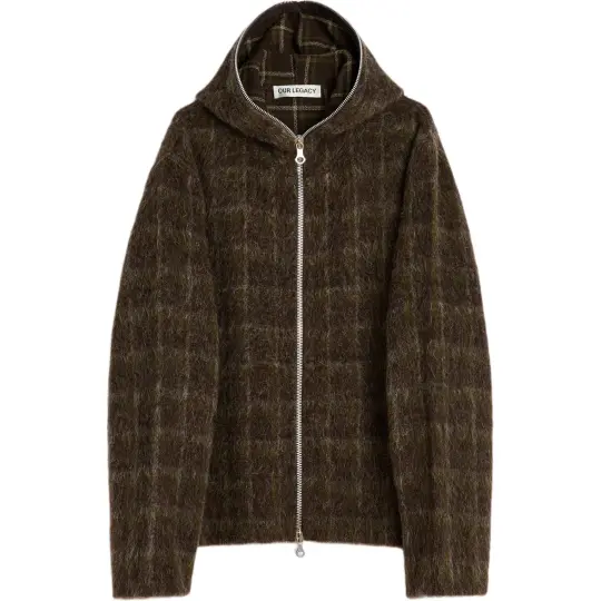 Our Legacy check-pattern wool zip-up hoodie