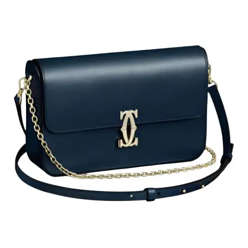 CARTIER C De Cartier Collection Calfskin Handbag, Shoulder Bag, Crossbody Bag Small Women's Midnight Blue