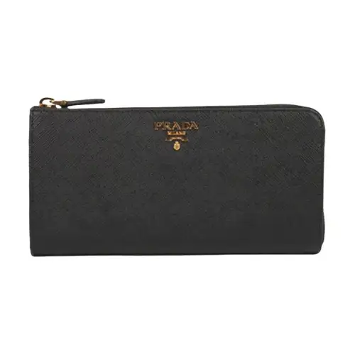 PRADA Saffiano Cow Leather Wallet Women's Black