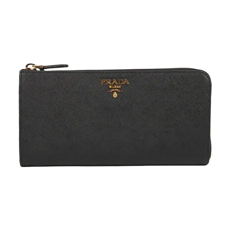 PRADA Saffiano Cow Leather Wallet Women's Black
