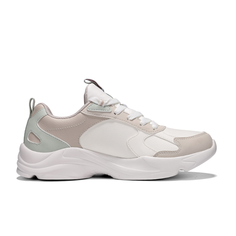 XTEP Cushioning, Wear Resistant Low top Casual Running Shoes Women’s Sail White Skin Gray Creamy Green
