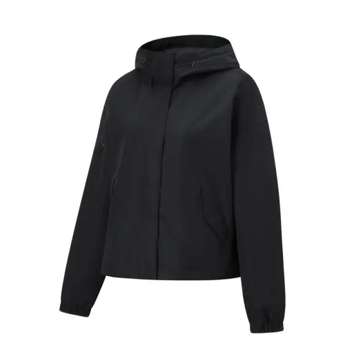 Li Ning Trench Coats Women's Black Hooded Moderate