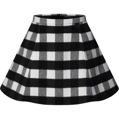 Lv Check Flared Skirt