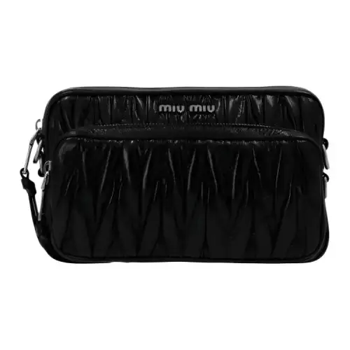 MIU MIU Cow Leather Shoulder Bag Women's Black