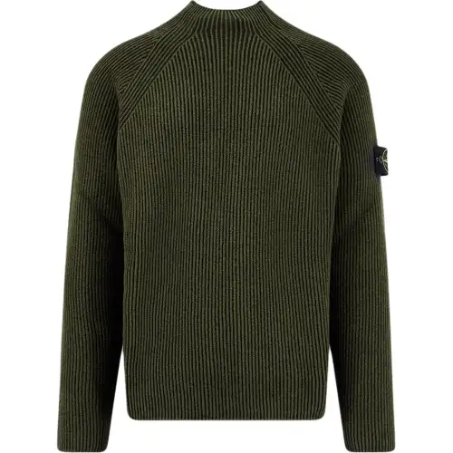 STONE ISLAND Logo Patch Straight Hem Jumper