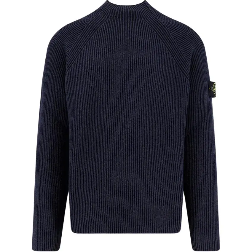 STONE ISLAND Logo Patch Mock Neck Jumper