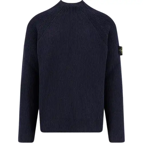 STONE ISLAND Logo Patch Mock Neck Jumper