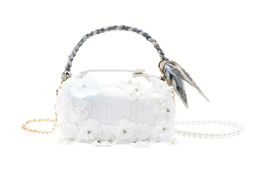 DIOR Custom Makeup Bag Silver Vine Whisper, Colored Glaze Butterfly Dream, Noble, Star Gauze Flower Basket, Elegant