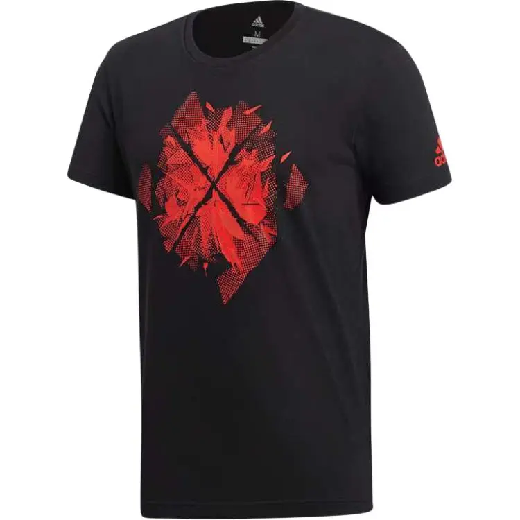 Adidas T-Shirts Men's Black Crew Neck Moderate Straight Fit