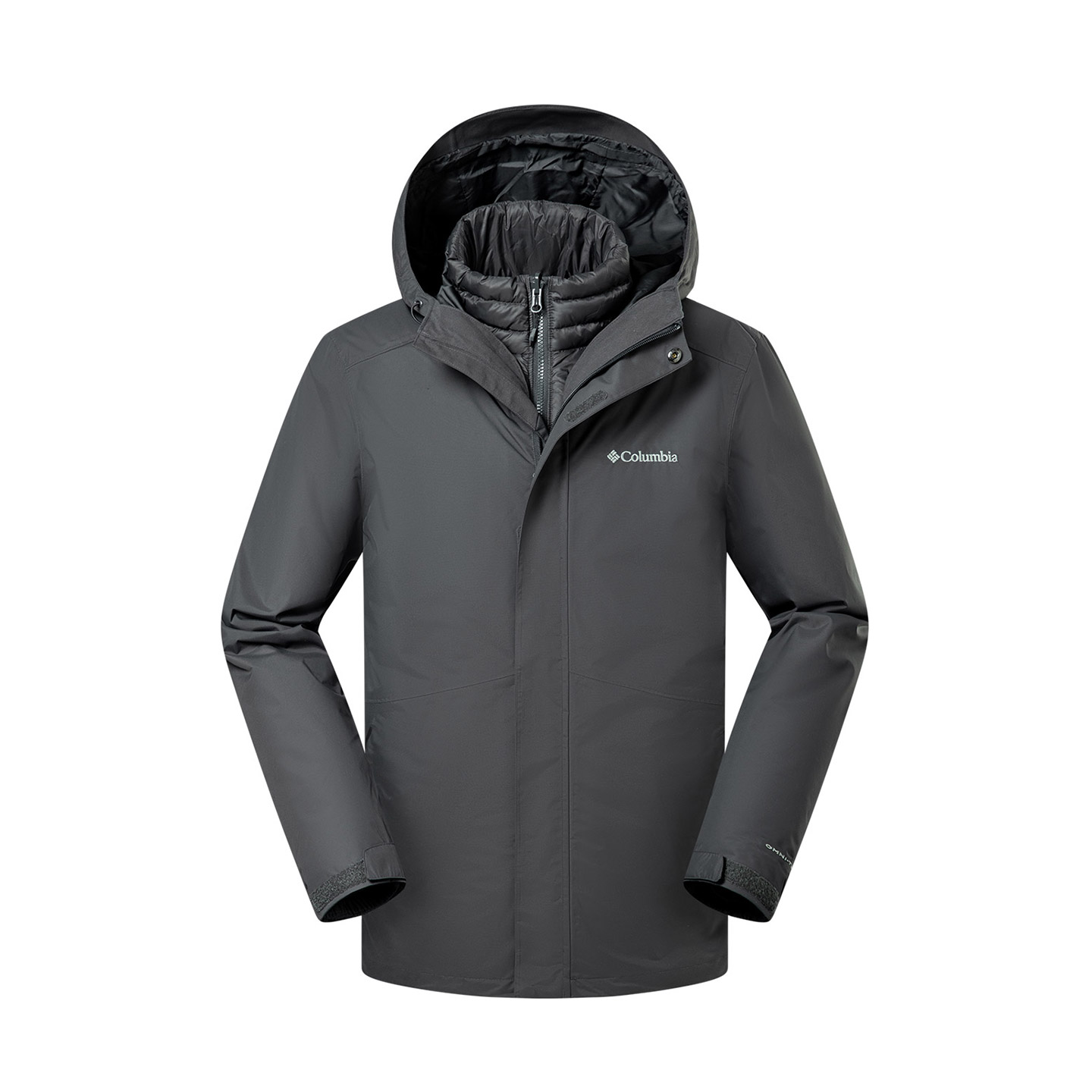 Columbia Columbia, velvet removable waterproof windproof keep warm liner with down for hiking for traveling, travel jacket with hood with zipper for men and women, duck down, three-in-one