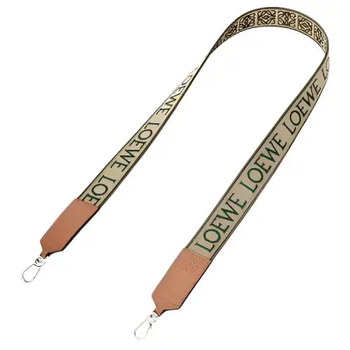 LOEWE Calfskin With Jacquard Bag Straps Women's Khaki Green/Tan