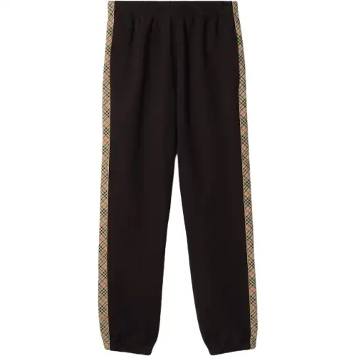 Burberry check-trimmed cotton track pants