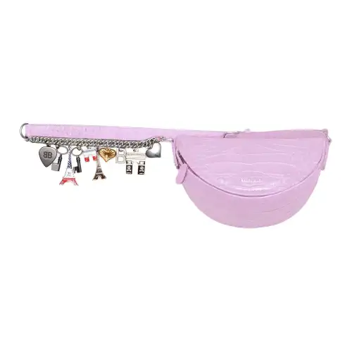 Balenciaga Bright Crocodile Pattern Embossed Cow Leather Fanny Pack Women's Purple