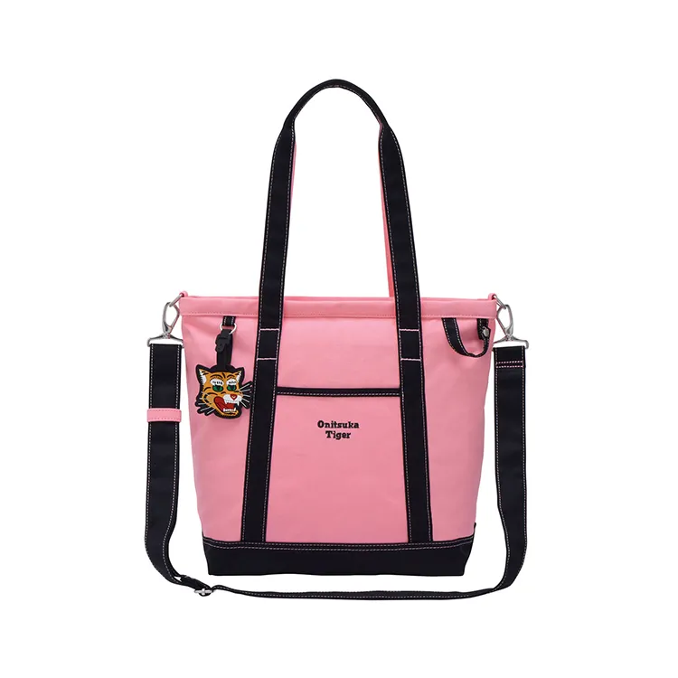 Onitsuka Tiger Cotton Tote Bag, Shoulder Bag Women's Pink & Black
