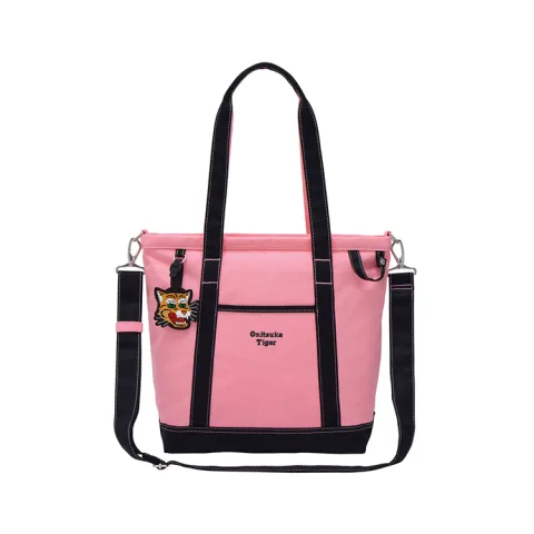 Onitsuka Tiger Cotton Tote Bag, Shoulder Bag Women's Pink & Black