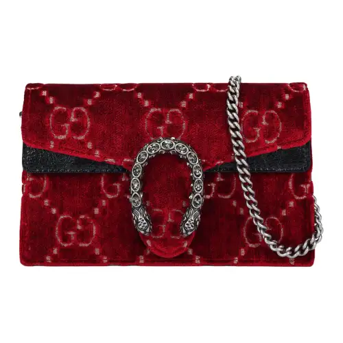 GUCCI Dionysus Velvet Shoulder Bag, Crossbody Bag Women's Red